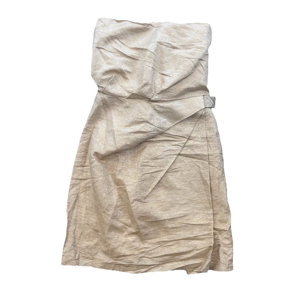 Ports 1961 Metallic Neil’s Marcus NWT Size 4 Gold Strapless Asymmetrical
